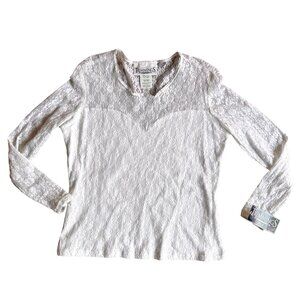 2/$18 SALE! Vtg Trimmings Lace Top Womens L NEW Deadstock Sweetheart Stretch USA